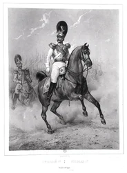 Retrato de Nicolás I Pavlovich a caballo con su ejército